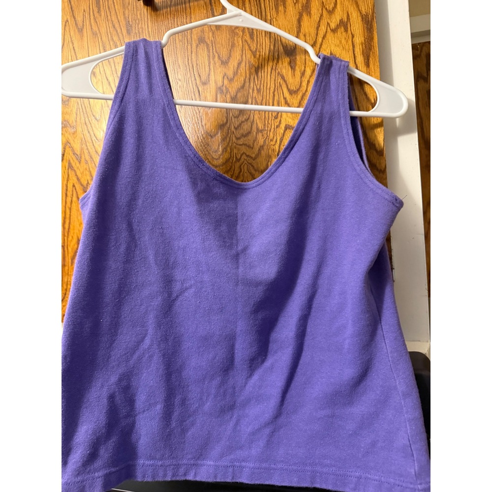 Purple Scoop Neck‎ Tank Top Sleeveless Cotton Spandex Basic Layering Large